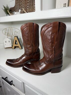 Denver Boots Men's 10D Brown Leather Cowboy Boots Western Ranch Riding Mexico